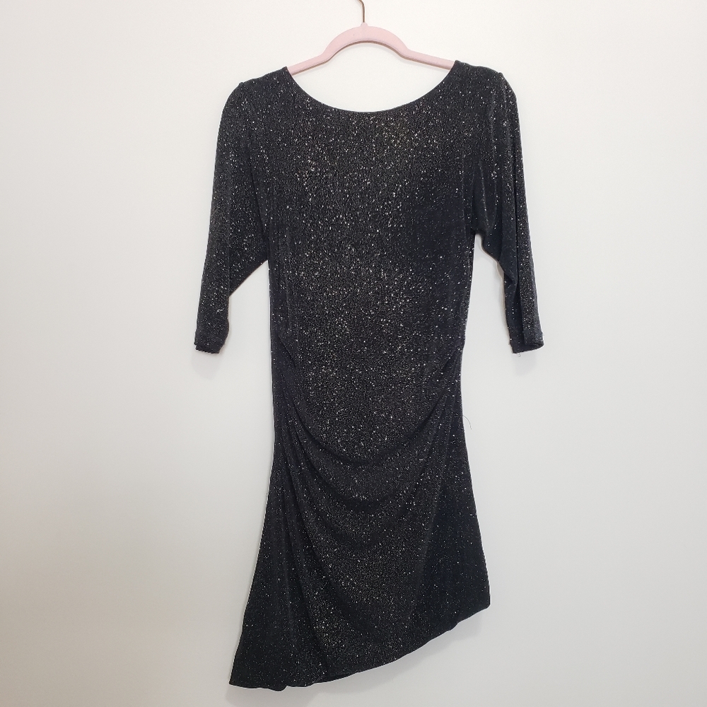 Alice and Olivia asymmetrical sparkle mini dress